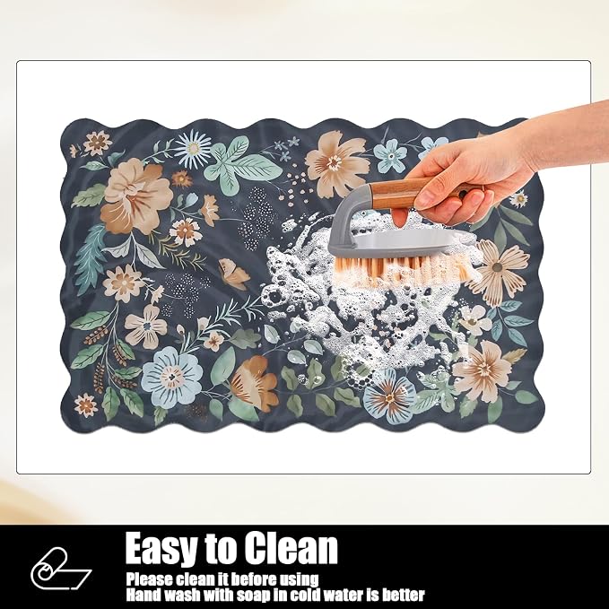 Scalloped Bohemian Coffee Bar Mat Dish Drying Mats - Image 6