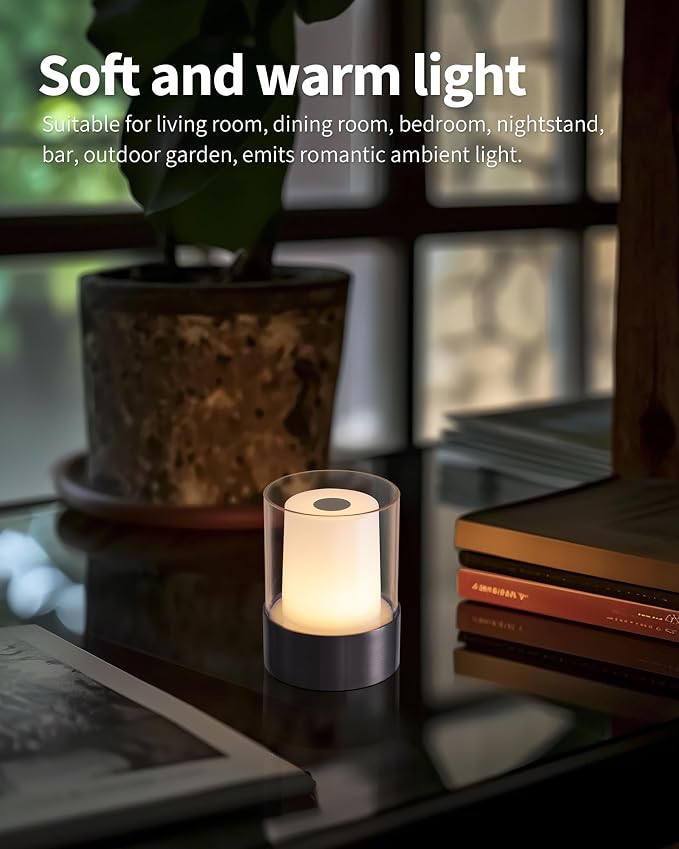 LED 4" Mini Cordless Table Lamp 2 Pack, Outdoor Waterproof Lamp, Rechargeable - Image 9
