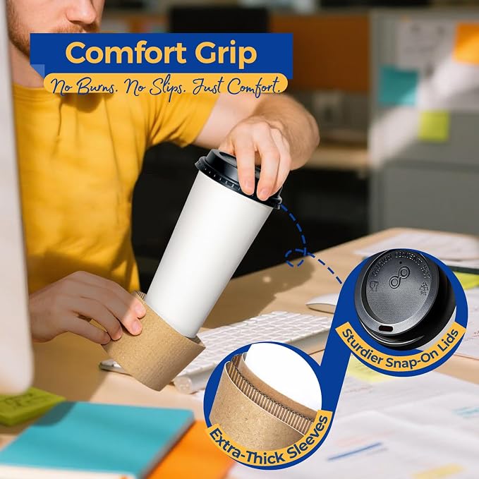 Fit Meal Prep 100 Pack 20 oz Disposable Coffee Cups - Image 8