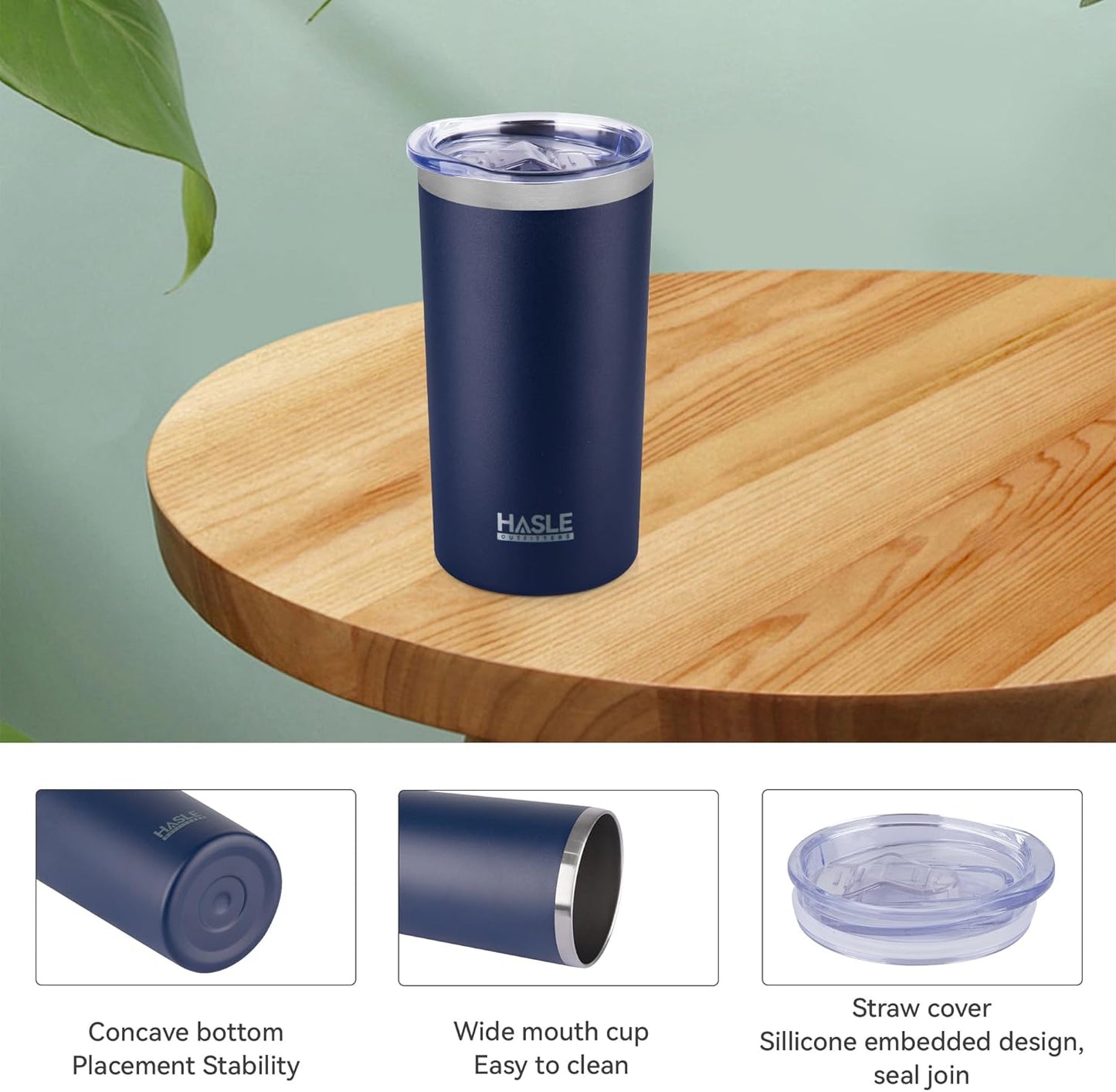 HASLE OUTFITTERS 12 oz Skinny Tumbler, Stainless Steel Insulated Slim Tumbler set bulk with Lid, Reusable Double Wall Travel Coffee Mug, Durable Powder Coated Travel Water Cup(Navy,6)