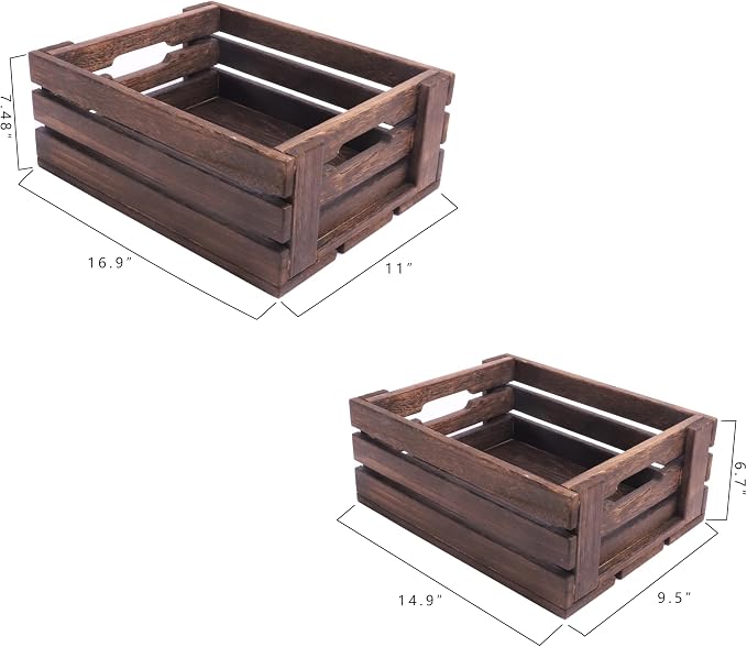 ARTAWEIN Set of 2 Rustic Wooden Crates - Image 4