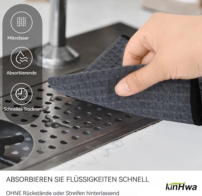 KinHwa Dish Cloths for Washing Dishes Kitchen Towels Microfiber Dish Towels for - Image 5