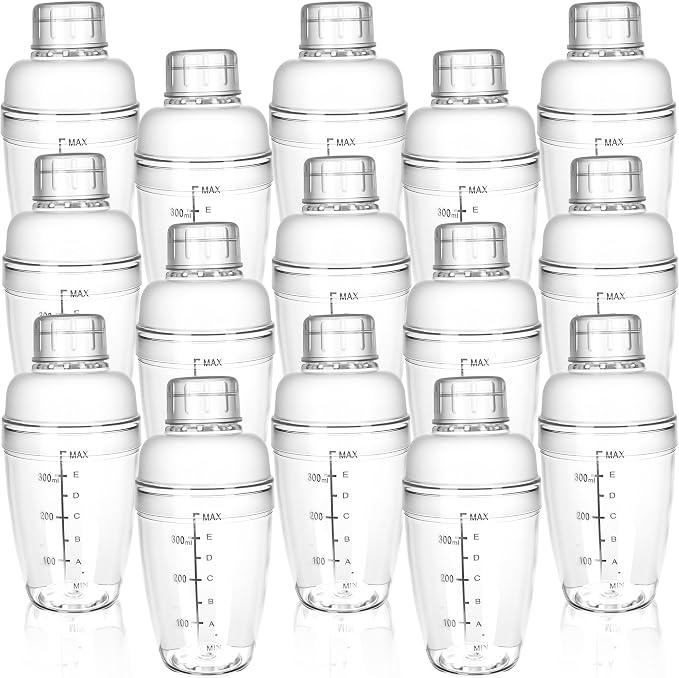15 Pcs Plastic Cocktail Shaker 350ML/ 12 OZ Clear Plastic Hand Drink Mixer by Unknown