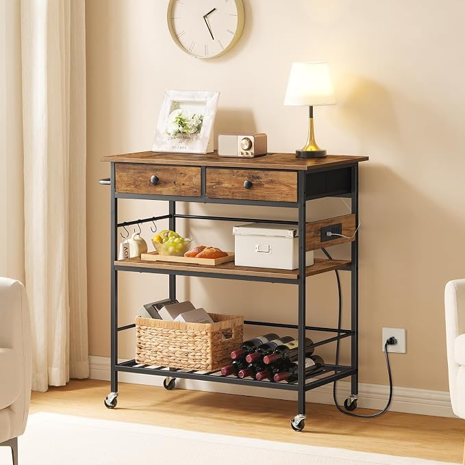 HOOBRO Kitchen Island with Storage, Rolling Island Cart - Image 8