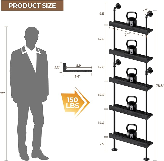 Industrial Wine Rack Wall Mounted, Industrial Pipe Bar Shelf - Image 3