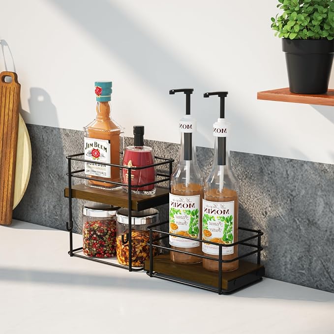 4 Bottle Coffee Syrup Rack Organizer 2 Tier Syrup Holder Stand - Image 7