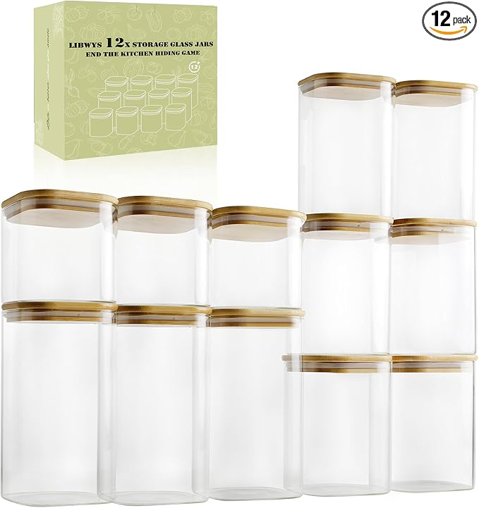 LIBWYS 12-Pack Glass Pantry Storage Containers by LIBWYS