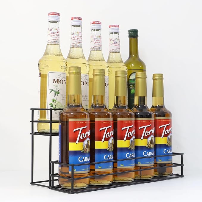 Coffee Syrup Rack for 10 Bottles, Tiered Coffee Syrup Organizer & Holder by onneka