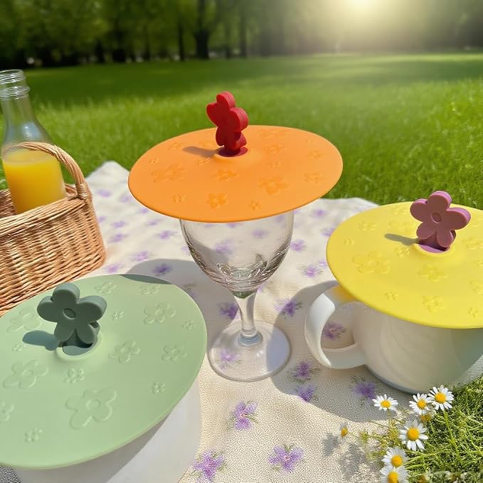 flower Silicone Cup Covers, Flexible Mug Covers, Tea Pots, Hot Cup Lids - Image 6