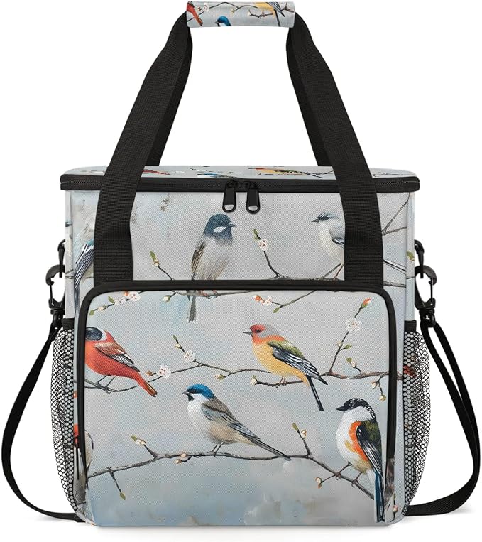 Farmhouse Bird Coffee Maker Carring Bag, Large Insulated Storage Organizer Case by Home