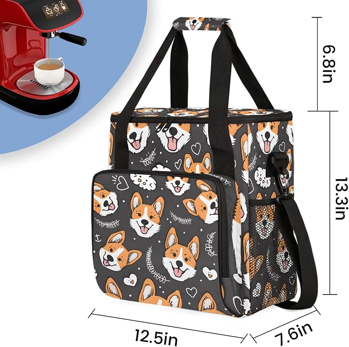 Cute Welsh Corgi Dog Coffee Maker Carring Bag, Large Insulated Storage - Image 2