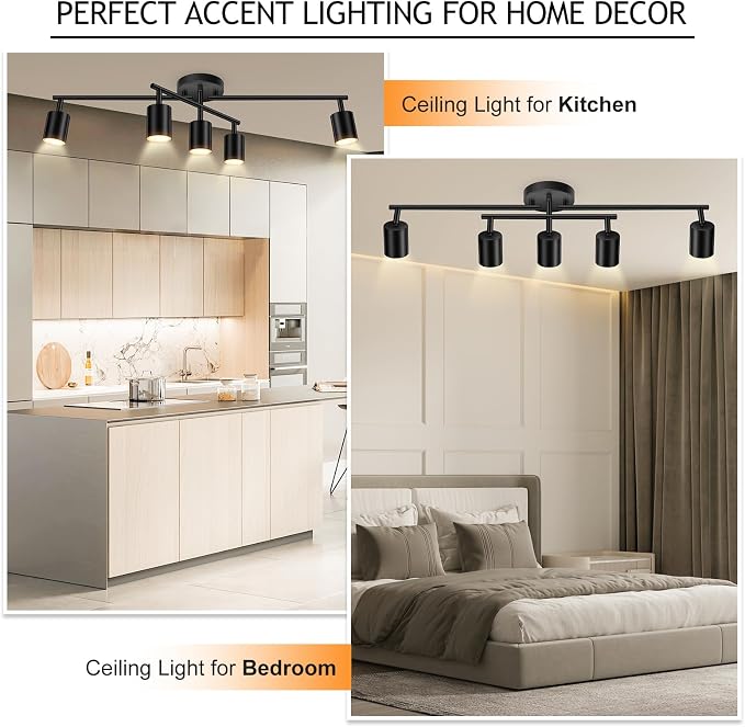 BoostArea 5 Light Track Lighting Kit, Center Swivel Track Light Heads, Flexibly - Image 6