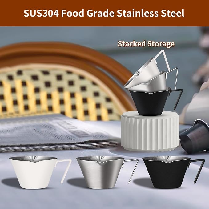 4 Pcs Stainless Steel Espresso Cups - Image 3