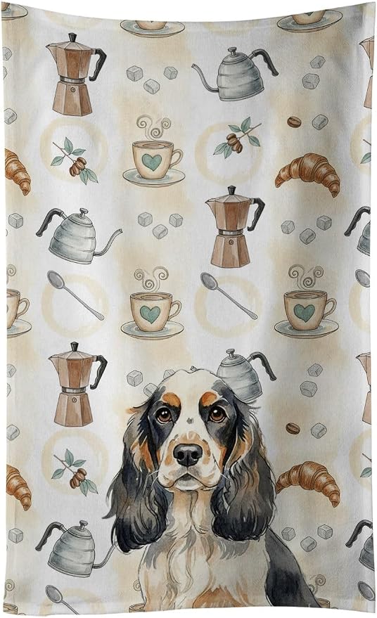 Caroline's Treasures Parti Cocker Spaniel Coffee Bar Kitchen Towel Velour Plush by CarolinesTreasures