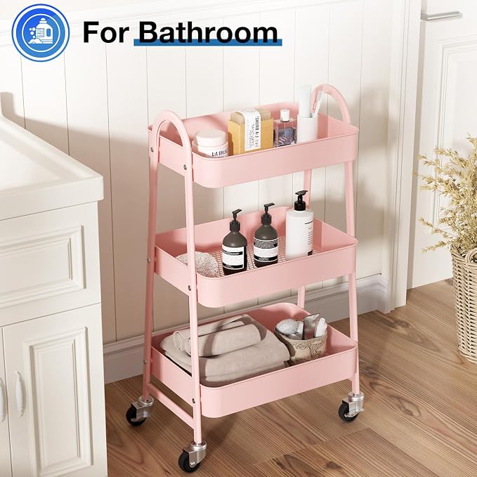 OLIXIS Metal Utility Cart, Mobile Rolling Storage Shelf - Image 5