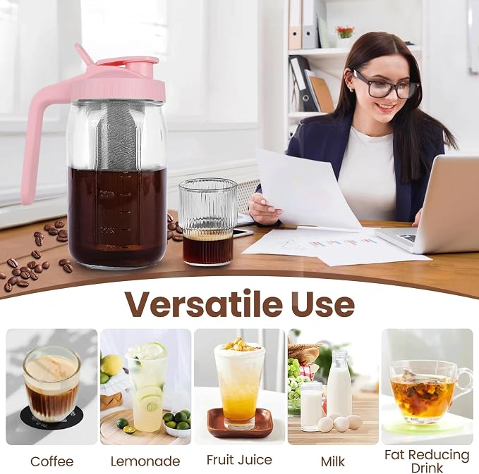 Cold Brew Coffee Maker, 32 oz Mason Jar Pitcher - Image 5