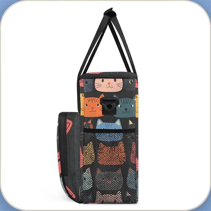 Cute Cartoon Cat Coffee Maker Carring Bag, Large Insulated Storage Organizer - Image 4