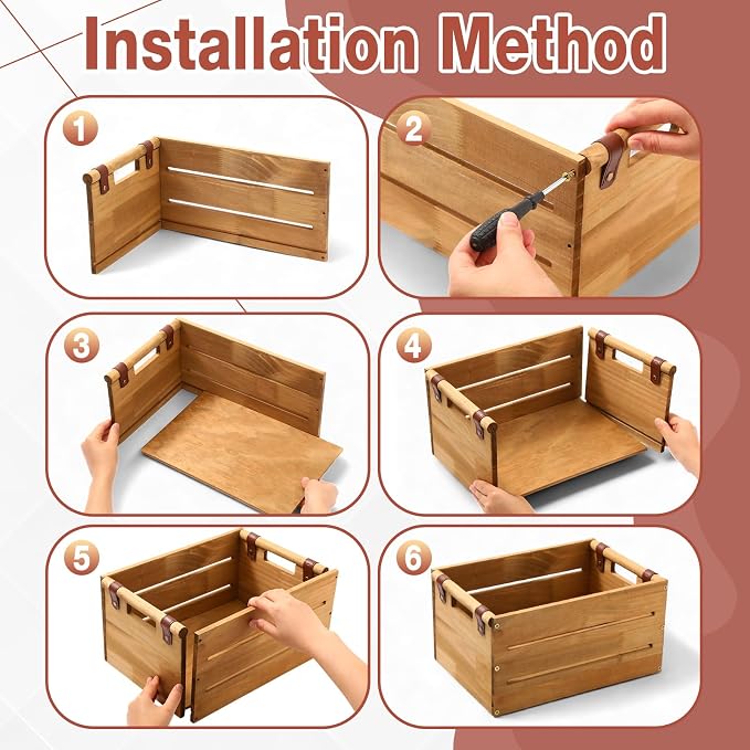 Chunful Set of 2 Rustic Wooden Crate Large Farmhouse Wood Storage Container - Image 4