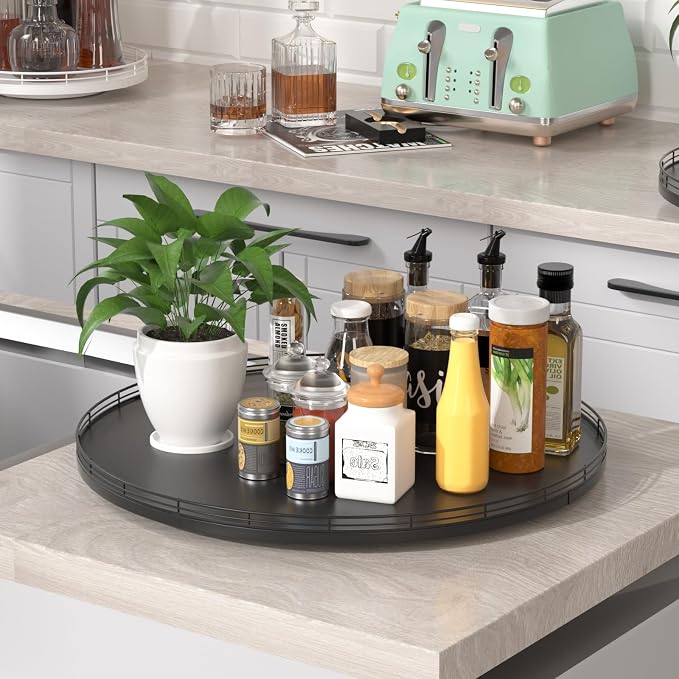Oroyutor 21" Oak Wooden Lazy Susan Turntable - Image 4