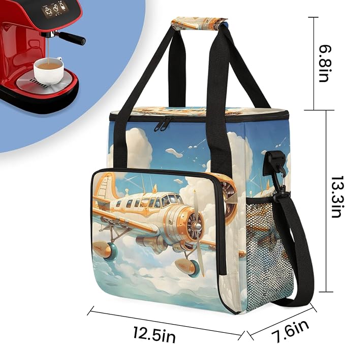 Funny Airplane Coffee Maker Carring Bag, Large Insulated Storage Organizer Case - Image 2