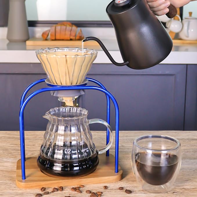 SOTECH Pour on coffee drips, filter Wooden stand Glass sharing pot - Image 4