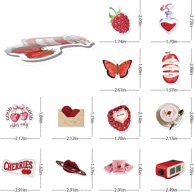 100Pcs Aesthetic Cherry Girls Stickers, Waterproof Vinyl Sticker - Image 9