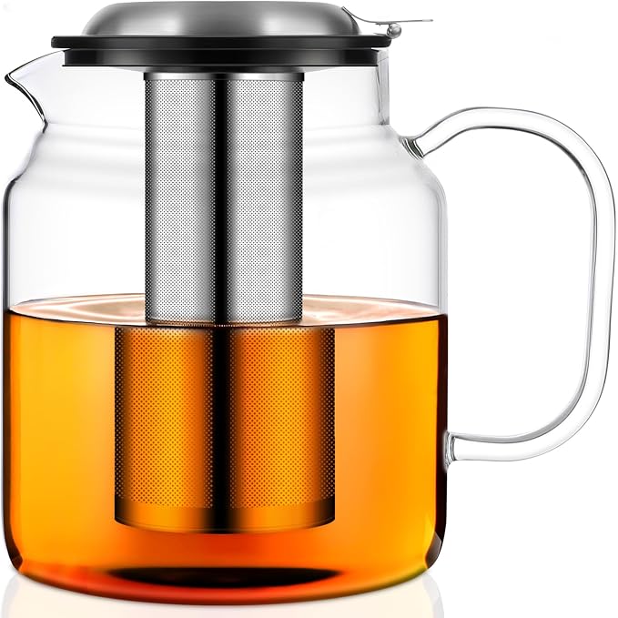 Aquach 68oz Glass Teapot with Infuser, Stovetop Safe Borosilicate Tea Pot | by Aquach