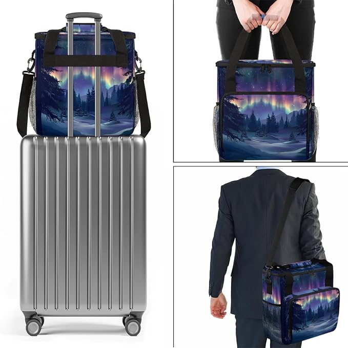 Northern Lights Coffee Maker Carring Bag, Large Insulated Storage Organizer - Image 7