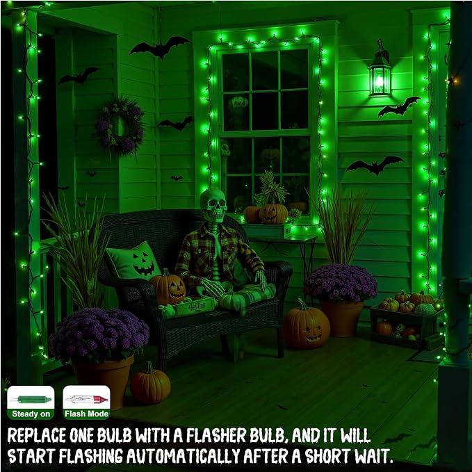 13FT 50-Count Green Christmas Lights, Incandescent Mini String Lights - Image 6