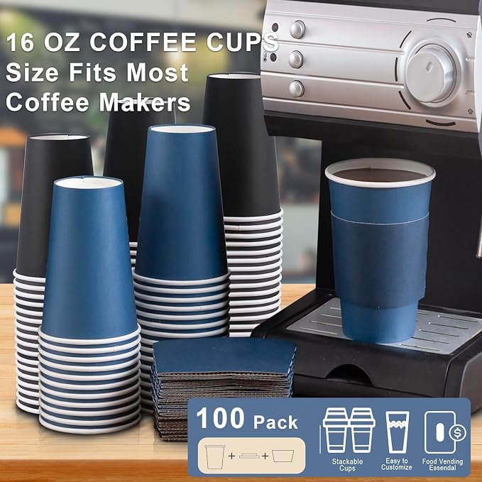 SIUQ 100 Pack 16 oz Disposable Coffee Cups - Image 6