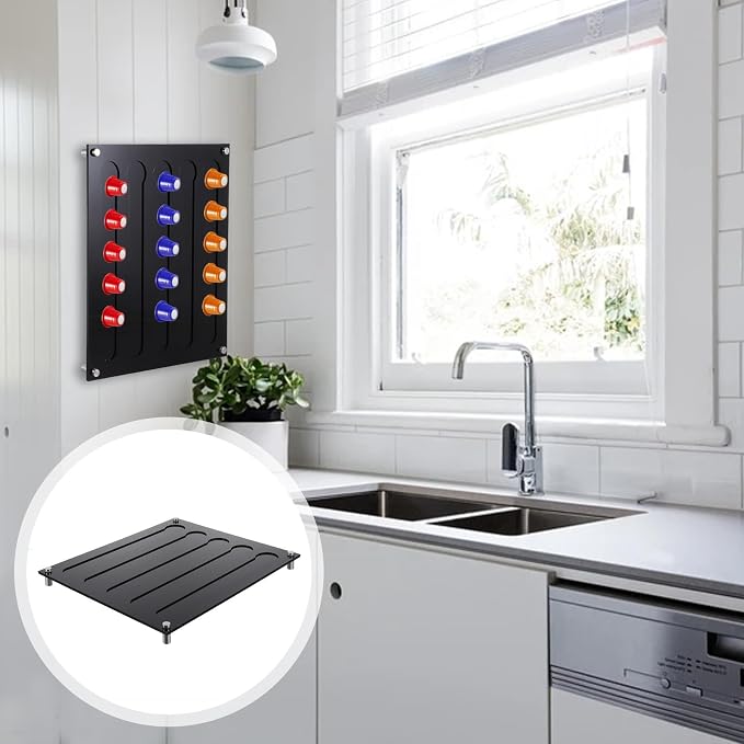 Wall-mounted Coffee Capsules Organizer Rack 3mm Black Acrylic Coffee Pod - Image 9