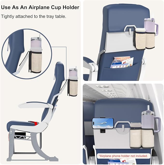 2 in 1 Luggage Cup Holder for Suitcase|Airplane Tray Table Carry on Hands Free - Image 2