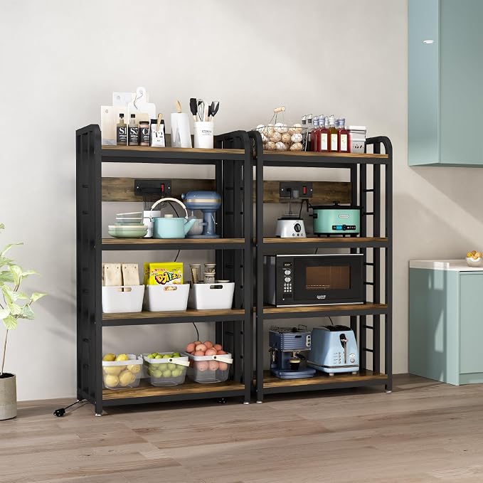 SIREDEEP Bakers Rack with Power Outlet ，4-Tier Kitchen Baker's Rack, Microwave - Image 4