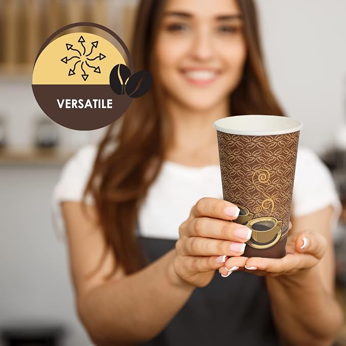 PAMI Disposable Coffee Cups, Single-Use Paper Cups, To-Go Hot Beverage Cups - Image 5