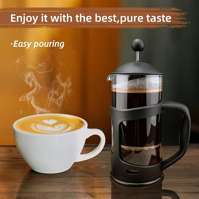RAINBEAN Mini French Press Coffee Maker, 1 Cup, Maximum Flavor Brewer - Image 3