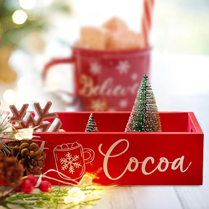 HPC DECOR Hot Cocoa Bar Wood Coffee Storage Box- Hot Cocoa Decorative Christmas - Image 4