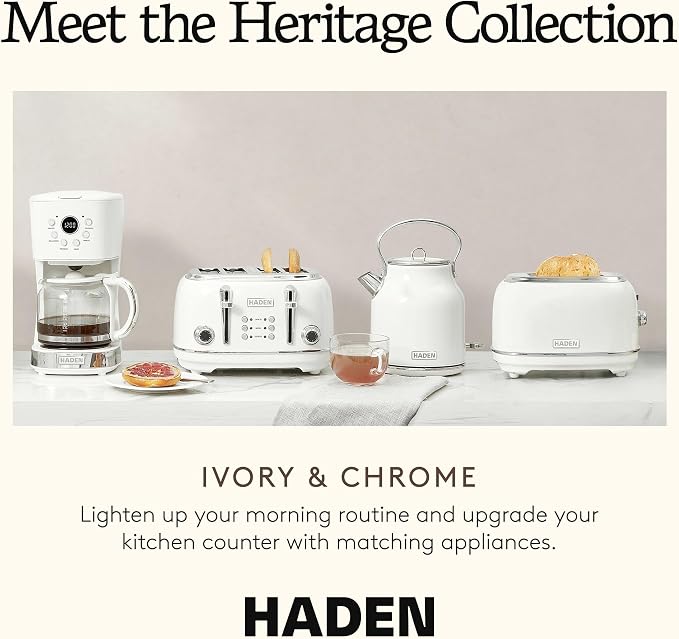 HADEN Coffee Machine, 12 Cup Programmable Drip Coffee Maker, Ivory & Chrome - Image 5