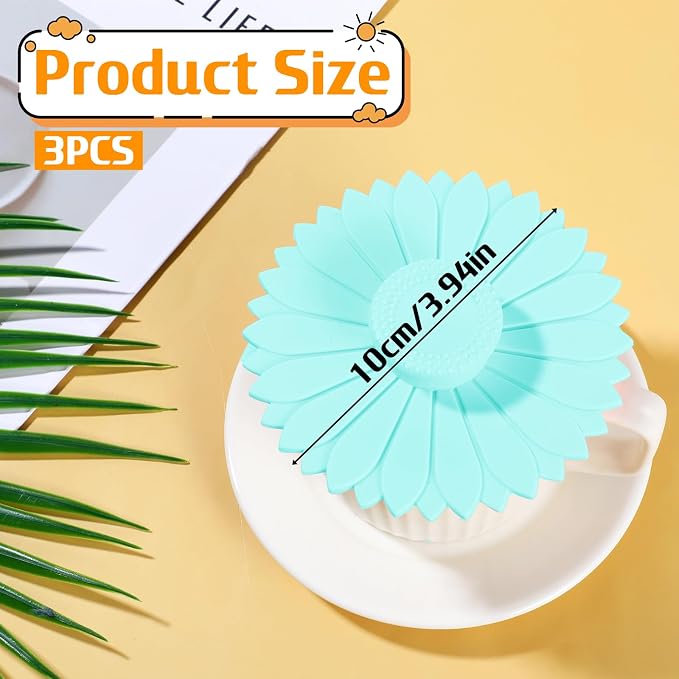 3 PCS Silicone Cup Covers, 4.1 Inch Sunflower Drink Covers Reusable Anti-dust - Image 2