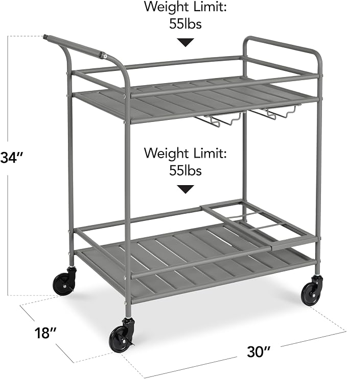 Best Choice Products Rolling Bar Cart, Mobile Home Bar Serving Cart, Serving - Image 2