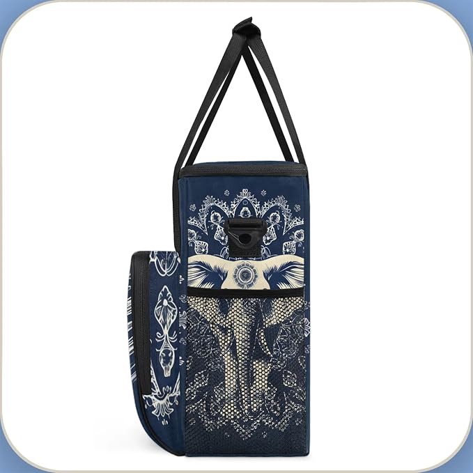 Mandala Elephant Coffee Maker Carring Bag, Large Insulated Storage Organizer - Image 4