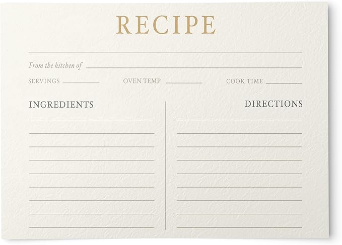 Dashleigh Elegant Recipe Cards 4x6 Double Sided, 50 Pack Thick Cardstock by Dashleigh
