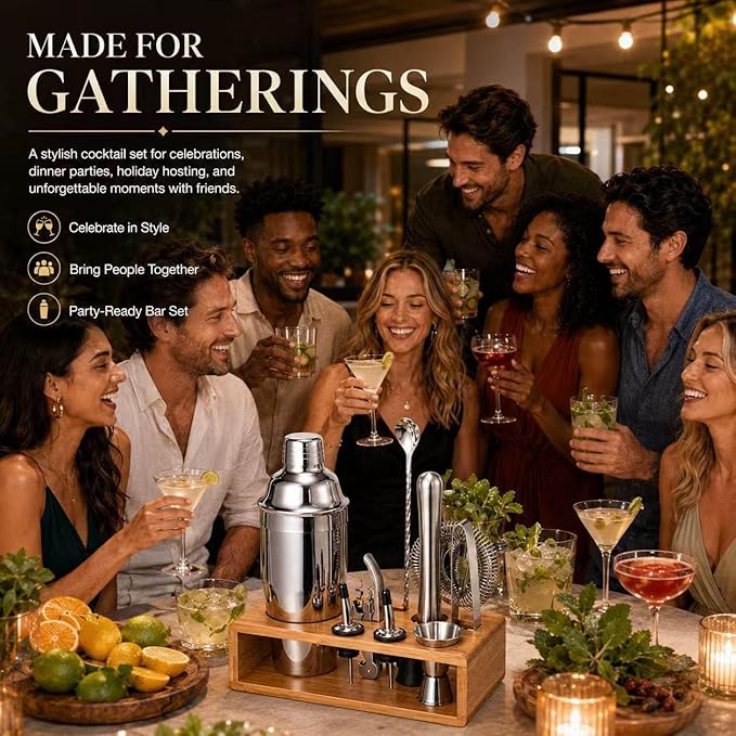 Cocktail Shaker Set, 18/8 Food-Grade Stainless Steel Mixology Bartender Kit - Image 7