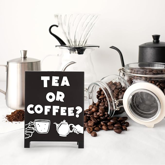 Coffee Bar Accessories Decor: Black Coffee Station Corner Decorations Sign - Image 5