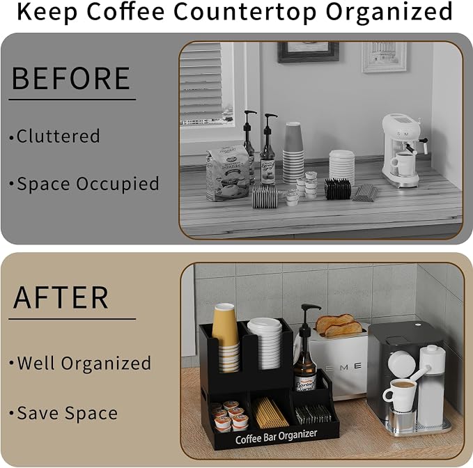 Coffee Station Organizer, Wooden Coffee Bar Organizer - Image 3