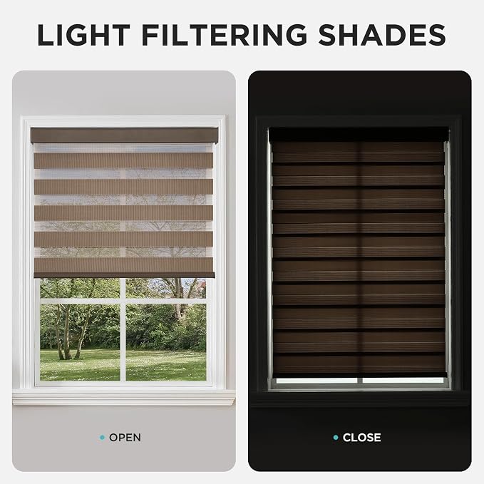 Joydeco Cordless Zebra Blinds for Windows, Dual Layer Light Control Window - Image 6