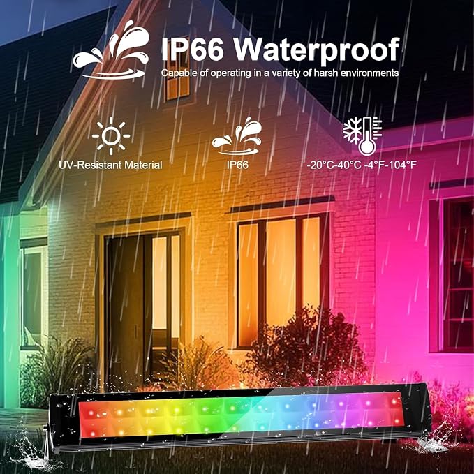 2 Pack 50W 96 LED RGB Light Bars Waterproof IP66 Smart APP/Remote Control Wall - Image 5