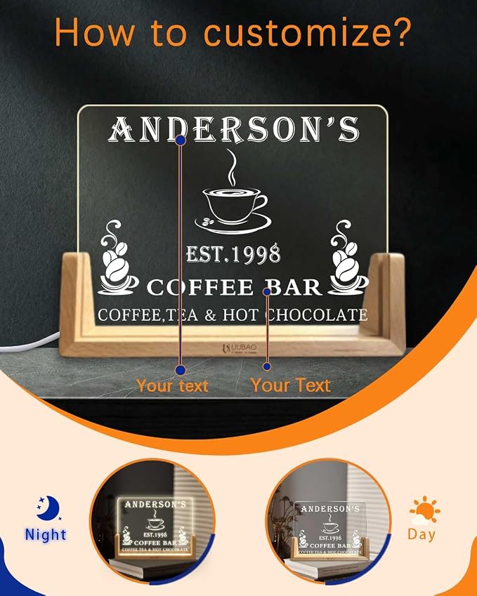 Personalized Bar Signs with Name Customized Home Coffee Bar Mini Bar Sign Gifts - Image 2