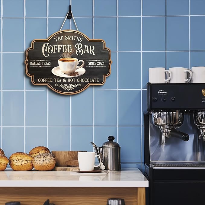 THUYPT Personalized Coffee Sign, Coffee Wooden Sign Plaque Wall Hanging Coffee - Image 5