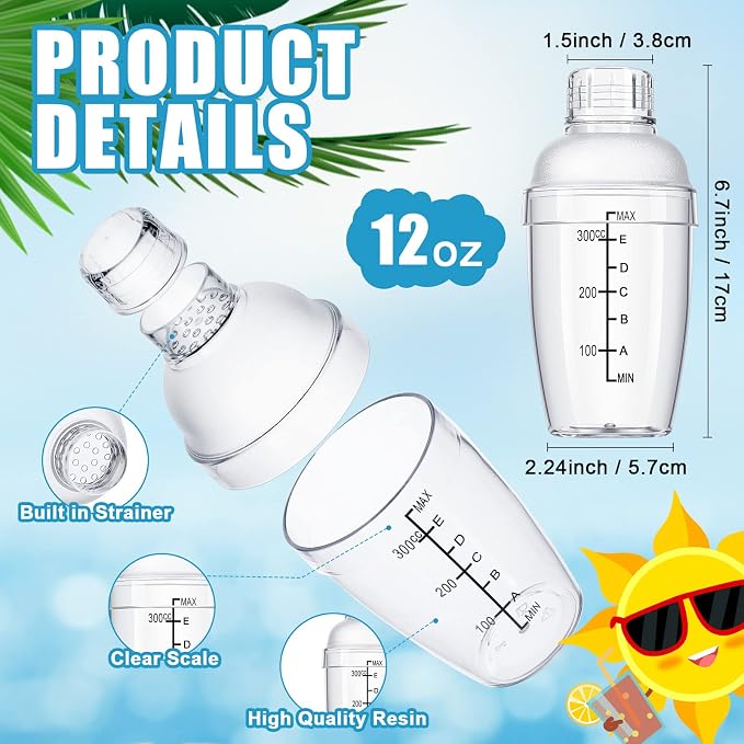 Lallisa 12 Pcs Plastic Cocktail Shaker Drink Mixer - Image 2