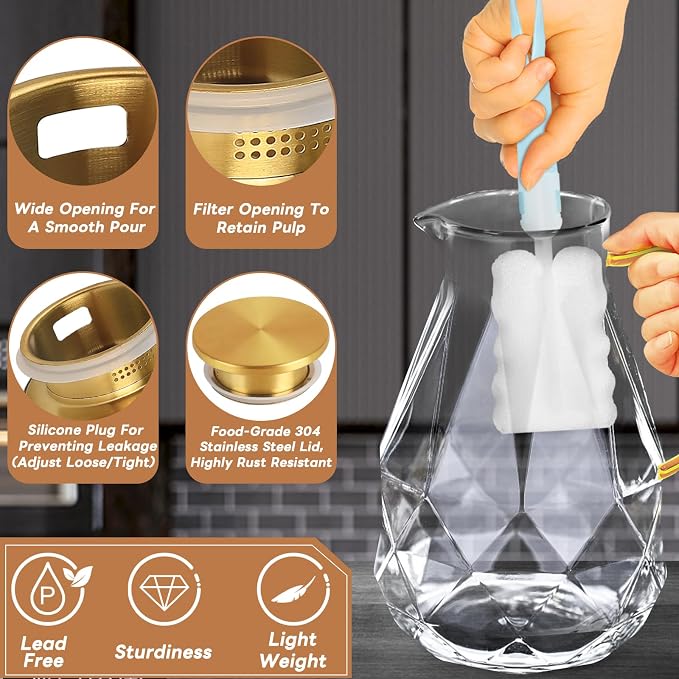 Glass Pitcher, 3 Liter Water Carafe - Image 4